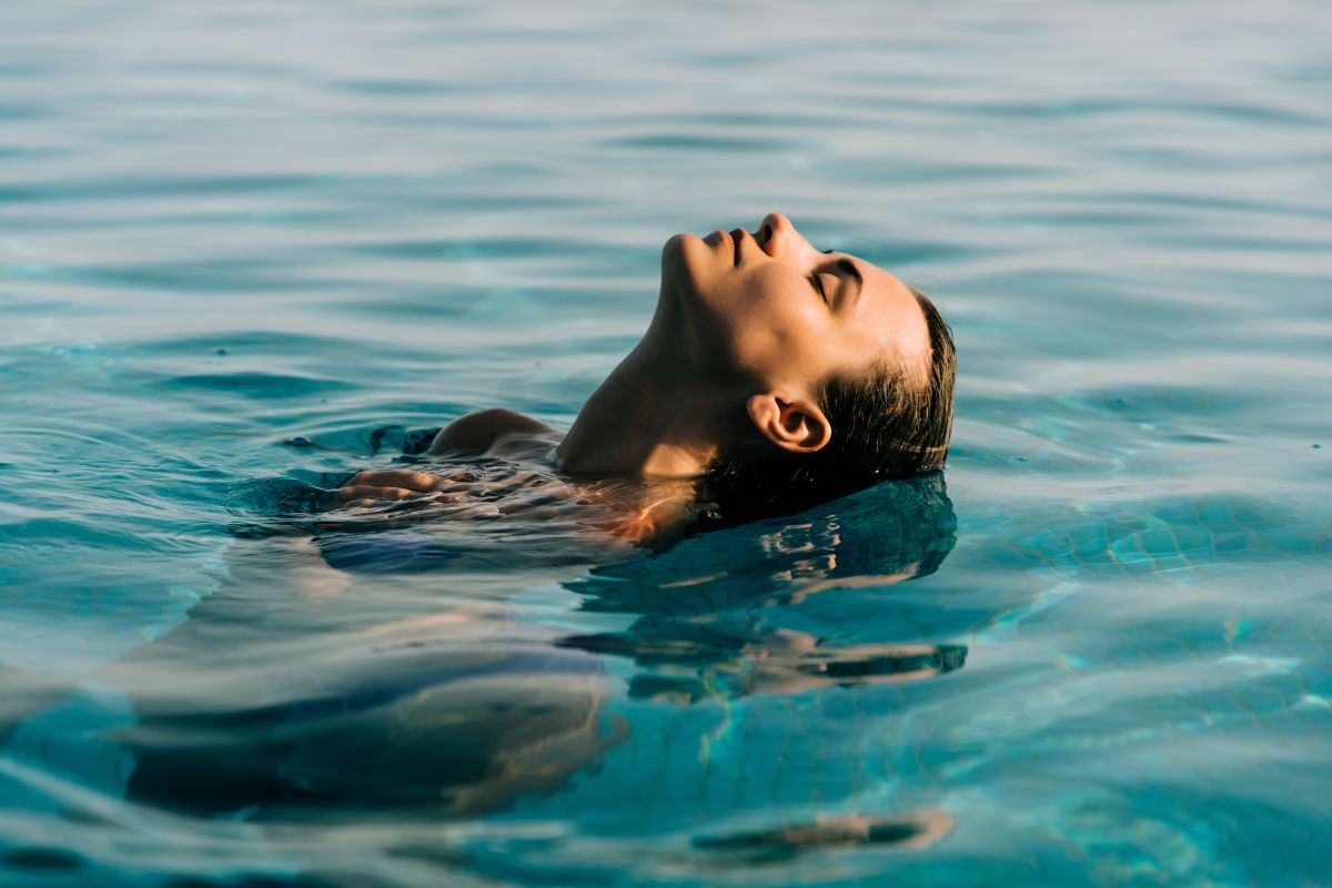 woman in pool